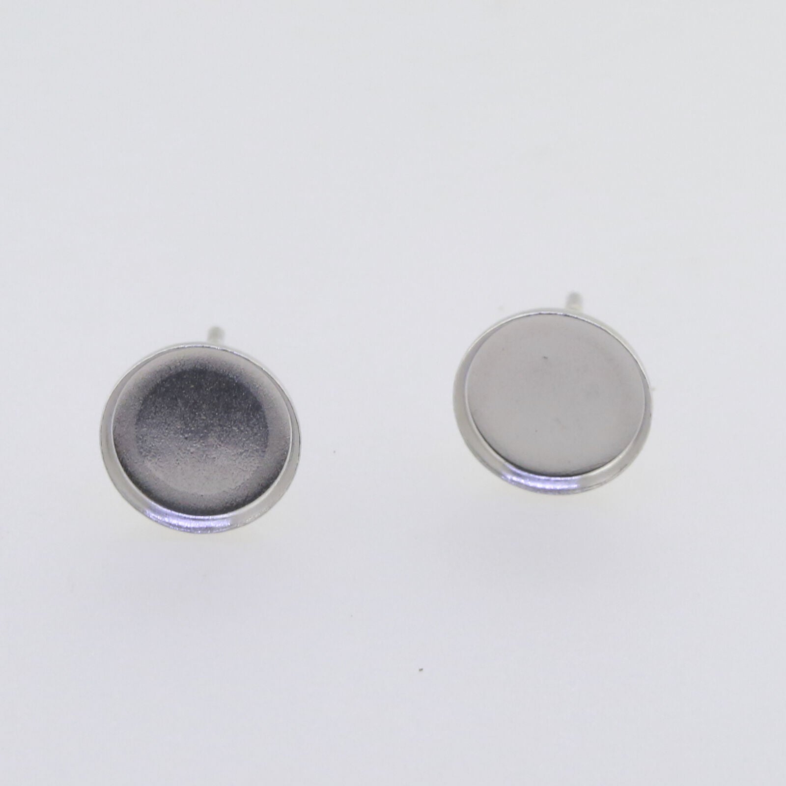 Sterling Silver Semi Mount Earrings Setting Cab Round RD 6x6 8x8 10x10mm Stud - Syzjewelry