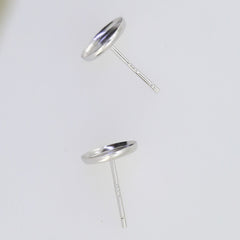 Sterling Silver Semi Mount Earrings Setting Cab Round RD 6x6 8x8 10x10mm Stud - Syzjewelry