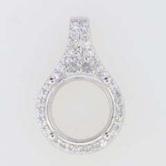 Sterling Silver Semi Mount Pendant Setting Round RD 11x11mm White Topaz - Syzjewelry