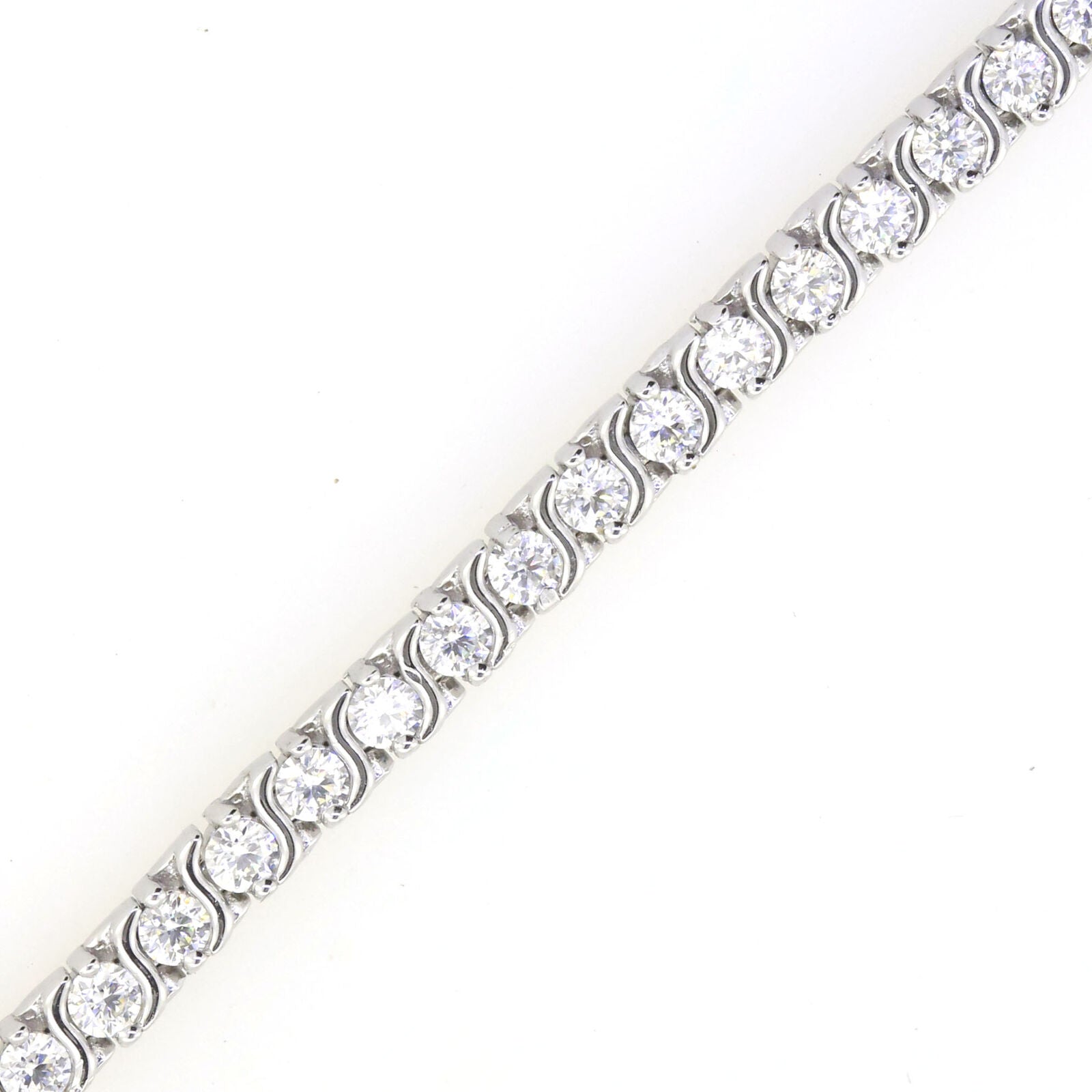 Sterling Silver Round Moissanite D color VVS Solitaire S Link Tennis Bracelet 7' - Syzjewelry