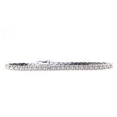 Sterling Silver Round Moissanite D color VVS Solitaire S Link Tennis Bracelet 7' - Syzjewelry