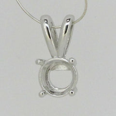 Sterling Silver Semi Mount Pendant Setting Round RD 5x5 6x6 7x7 8x8 10x10mm - Syzjewelry