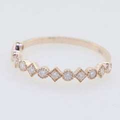 Delicate 10K Rose Gold Moissanite Band Ring - Syzjewelry