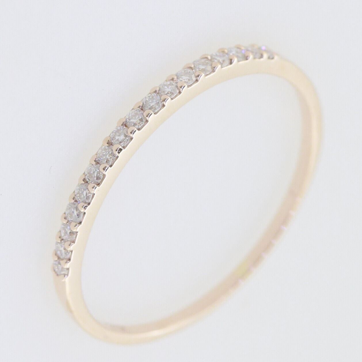 Delicate 10K Rose Gold Moissanite Band Ring SR001B-2 - Syzjewelry