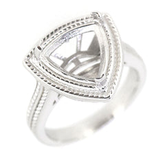 14K White Gold Semi Mount Ring Setting Trillion Tri 11x11mm Vintage Repro - Syzjewelry