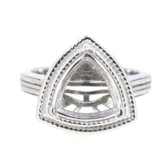 14K White Gold Semi Mount Ring Setting Trillion Tri 11x11mm Vintage Repro - Syzjewelry