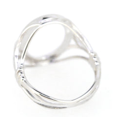 14K White Gold Semi Mount Ring Setting for Cab Oval OV 16x12mm Vintage Repro - Syzjewelry