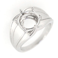 Men's 14K White Gold Semi Mount Ring Setting for Round RD 10x10mm Male - Syzjewelry