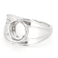 Men's 14K White Gold Semi Mount Ring Setting for Round RD 10x10mm Male - Syzjewelry