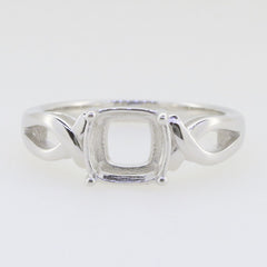 Sterling Silver Semi Mount Ring Setting Cushion CU 8X8mm Twisted Shank - Syzjewelry