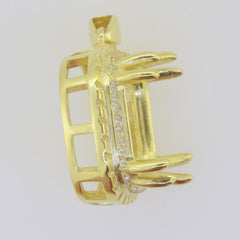 14K Yellow Gold Semi Mount Pendant Setting Cushion 12x12 to 14x14mm Moissanite - Syzjewelry