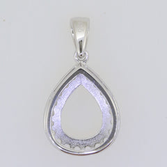 Sterling Silver Semi Mount Pendant Setting Pear PE 10x8mm White Topaz Solid - Syzjewelry