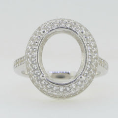 Sterling Silver Semi Mount Ring Setting Oval 13x11mm White Topaz - Syzjewelry