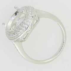 Sterling Silver Semi Mount Ring Setting Oval 13x11mm White Topaz - Syzjewelry