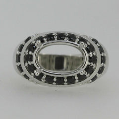 Sterling Silver Semi Mount Ring Setting Oval OV 12x8mm Black Spinel White Topaz