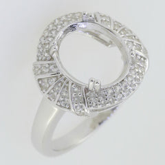 14K White Gold Semi Mount Ring Setting Oval OV 12X10mm W/ Moissanite - Syzjewelry