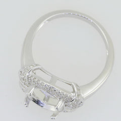 14K White Gold Semi Mount Ring Setting Oval OV 12X10mm W/ Moissanite - Syzjewelry