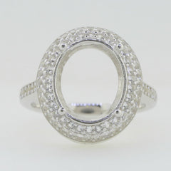 14K White Gold Semi Mount Ring Setting Oval OV 13X11mm W/ Moissanite - Syzjewelry