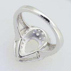 14K White Gold Semi Mount Ring Setting Pear PE 9X6mm W/ Moissanite - Syzjewelry