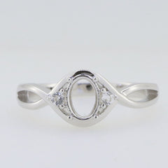 14K White Gold Semi Mount Ring Setting Oval OV 7x5mm W/ Moissanite Twisted Shank - Syzjewelry