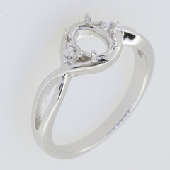 14K White Gold Semi Mount Ring Setting Oval OV 7x5mm W/ Moissanite Twisted Shank - Syzjewelry