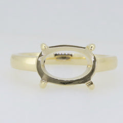 14K Yellow Gold Semi Mount Ring Setting Cabochon Oval OV 12x8mm East West Ring - Syzjewelry