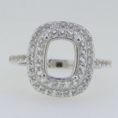 Sterling Silver Semi Mount Ring Setting Cushion CU 9x7mm White Topaz GT1 - Syzjewelry