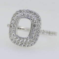 Sterling Silver Semi Mount Ring Setting Cushion CU 9x7mm White Topaz GT1 - Syzjewelry