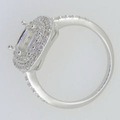 Sterling Silver Semi Mount Ring Setting Cushion CU 9x7mm White Topaz GT1 - Syzjewelry