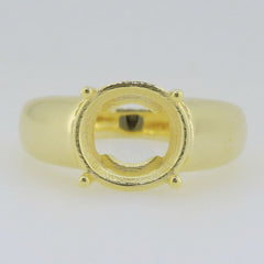 Men's 14K Yellow Gold Semi Mount Ring Setting Round RD 11x11mm Size 11 - Syzjewelry