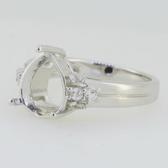 Sterling Silver Semi Mount Ring Setting Pear PE 11X9mm White Topaz - Syzjewelry