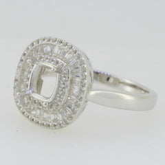 Sterling Silver Semi Mount Ring Setting Cushion CU 6X6mm White Topaz PJC2231 - Syzjewelry