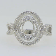 14K White Gold Semi Mount Ring Setting Oval OV 8X6mm Twisted Shank PJC4662R14KW - Syzjewelry