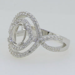 14K White Gold Semi Mount Ring Setting Oval OV 8X6mm Twisted Shank PJC4662R14KW - Syzjewelry