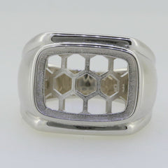 14K White Gold Semi Mount Ring Setting Cushion CU 15X11mm Cabochon DK20263R14KW - Syzjewelry