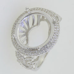 14K White Gold Semi Mount Ring Setting Round RD 15X15mm - Syzjewelry