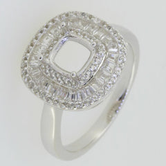 14K White Gold Semi Mount Ring Setting Cushion CU 6x6mm - Syzjewelry