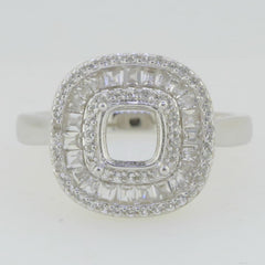 14K White Gold Semi Mount Ring Setting Cushion CU 6x6mm - Syzjewelry