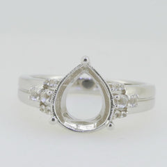 14K White Gold Semi Mount Ring Setting Pear PE 11X9mm - Syzjewelry