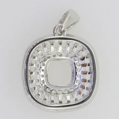 14K White Gold Semi Mount Pendant Setting Cushion CU 6X6mm - Syzjewelry