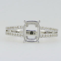 Sterling Silver Semi Mount Ring Setting Cushion CU 9x7mm White Topaz GTL2027 - Syzjewelry