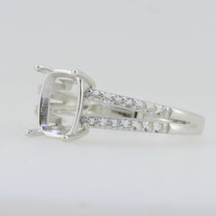 Sterling Silver Semi Mount Ring Setting Cushion CU 9x7mm White Topaz GTL2027 - Syzjewelry