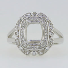 Sterling Silver Semi Mount Ring Setting Cushion CU 9x7mm White Topaz GTL202 - Syzjewelry