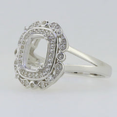 Sterling Silver Semi Mount Ring Setting Cushion CU 9x7mm White Topaz GTL202 - Syzjewelry