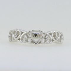 Sterling Silver Semi Mount Ring Setting Heart HT 5.5X5.5mm White Topaz - Syzjewelry