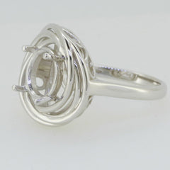 Sterling Silver Semi Mount Ring Setting Round RD 9x9mm White Topaz - Syzjewelry