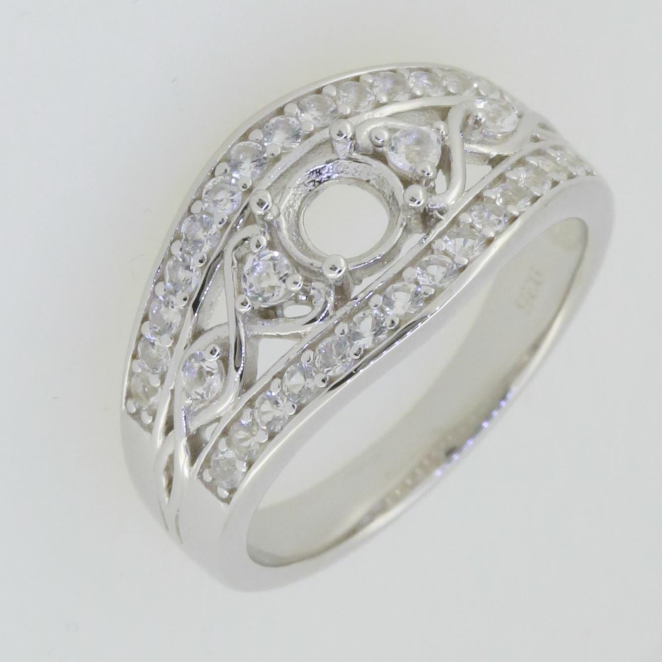 14K White Gold Semi Mount Ring Setting Round RD 5.0mm - Syzjewelry