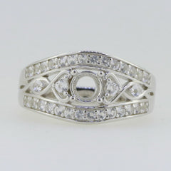 14K White Gold Semi Mount Ring Setting Round RD 5.0mm - Syzjewelry