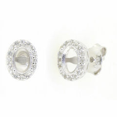 Sterling Silver Semi Mount Earrings Setting Oval OV 6X4mm White Topaz PJC469 - Syzjewelry