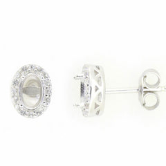 Sterling Silver Semi Mount Earrings Setting Oval OV 6X4mm White Topaz PJC469 - Syzjewelry